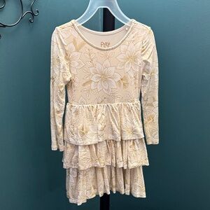 Little Sleepies- Floral Long Sleeve Tiered Dress, 4T. Gently Used Condition.